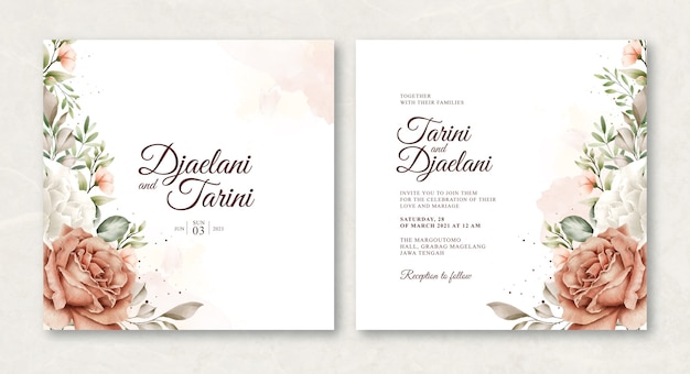 Vector floral wedding card template