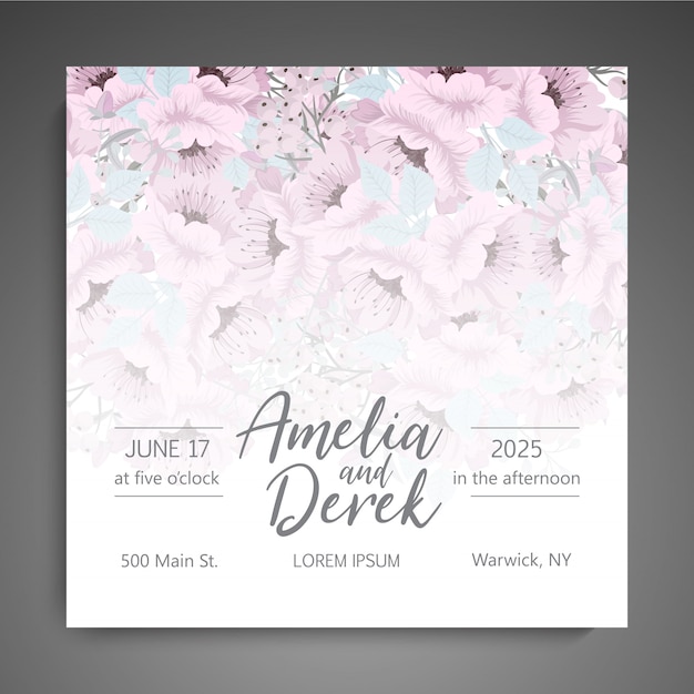 Floral wedding card template