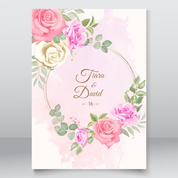 Floral wedding card template