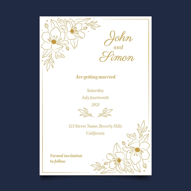 Floral wedding card template