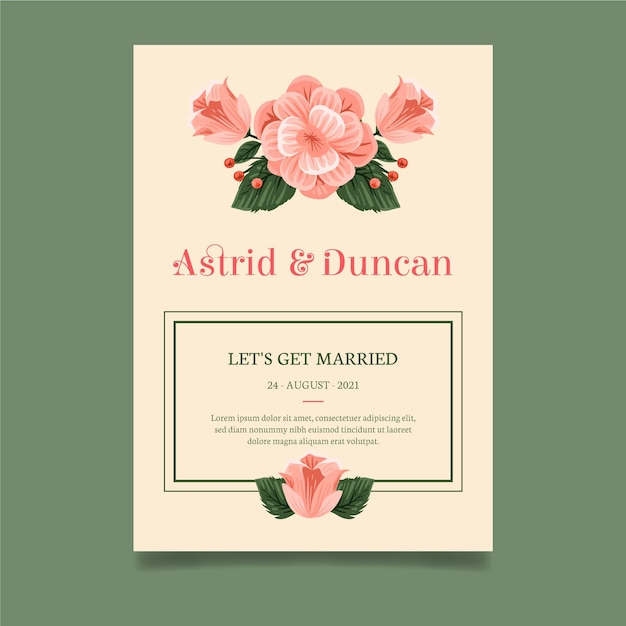 Floral wedding card template