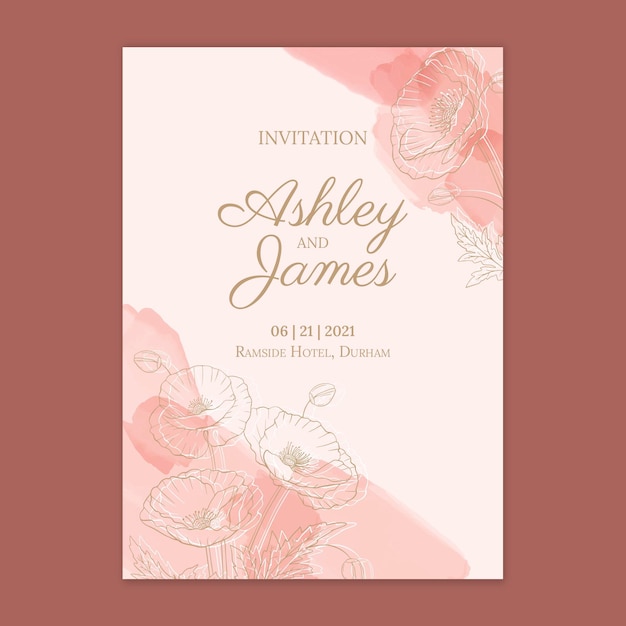 Floral wedding card template