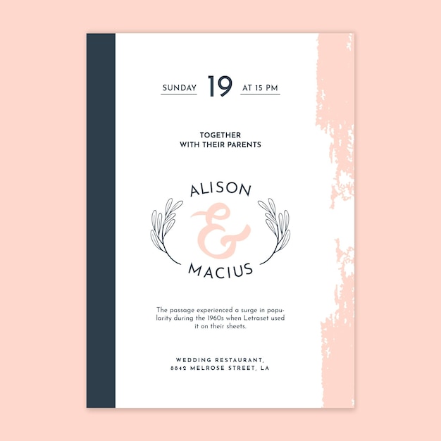 Floral wedding card template