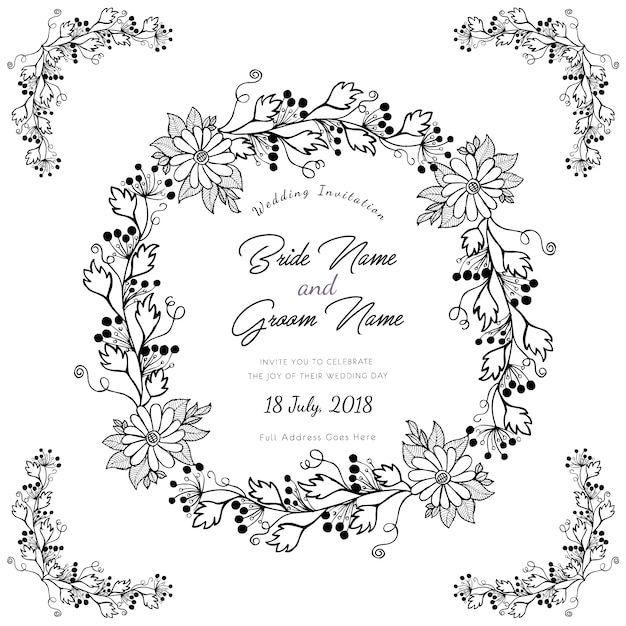 Vector floral wedding card