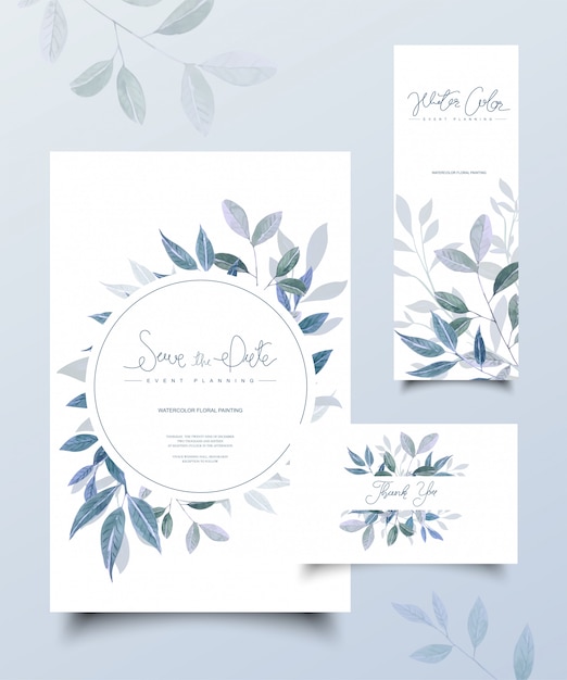 Floral wedding cards set