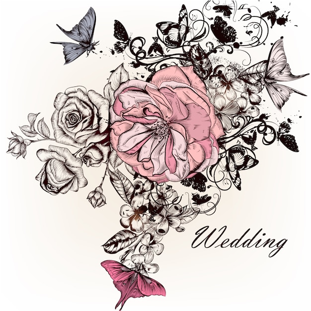 Vector floral wedding design