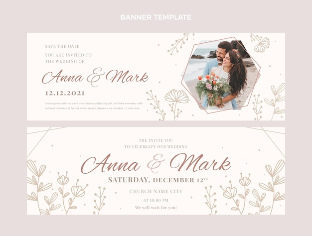 Vector floral wedding horizontal banners