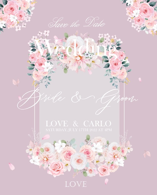 Vector floral wedding invitation card design