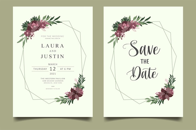 Floral wedding invitation card template design