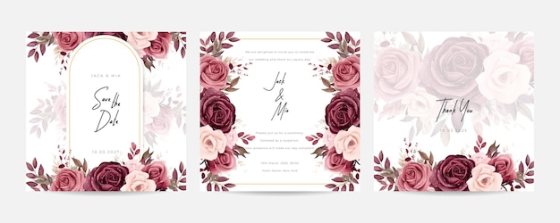 Vector floral wedding invitation card template design