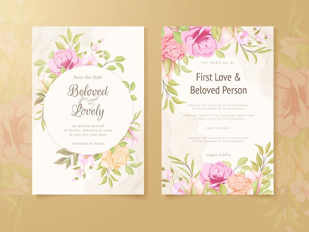 Vector floral wedding invitation card template design