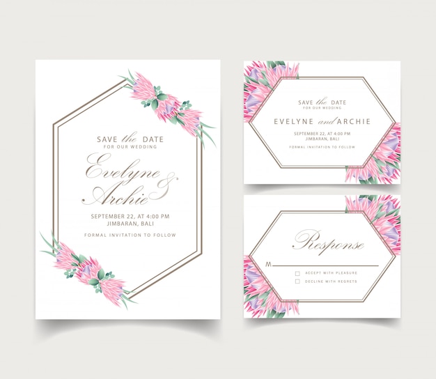 Floral wedding invitation card template