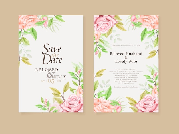 Floral wedding invitation card template