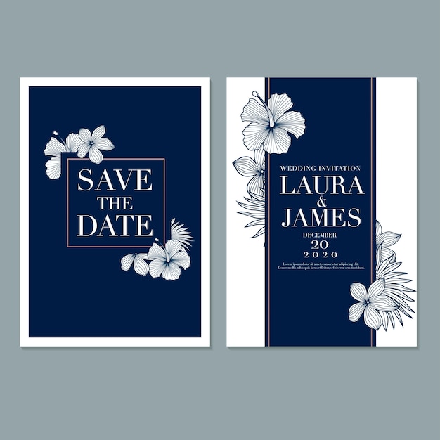 Floral wedding invitation card template