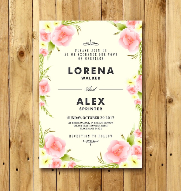 Vector floral wedding invitation card