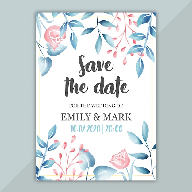 Floral wedding invitation card