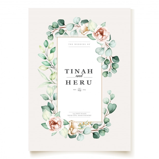 Vector floral wedding invitation card