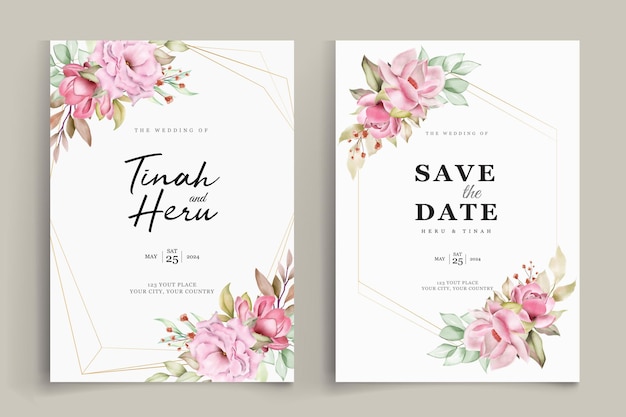 Floral wedding invitation card