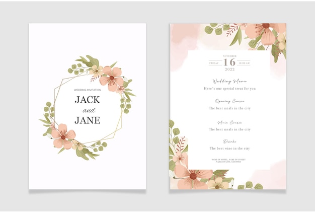 Цветочная свадебная пригласительная открытка