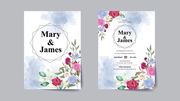 Floral wedding invitation card