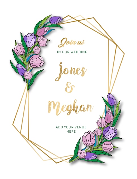 Vector floral wedding invitation card