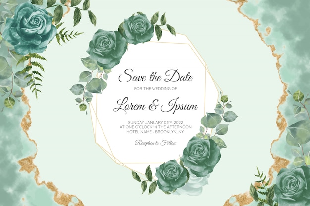 Floral wedding invitation cards template set