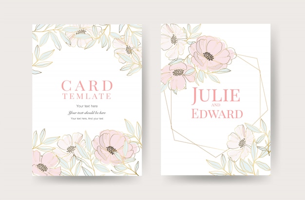 Vector floral wedding invitation cards template