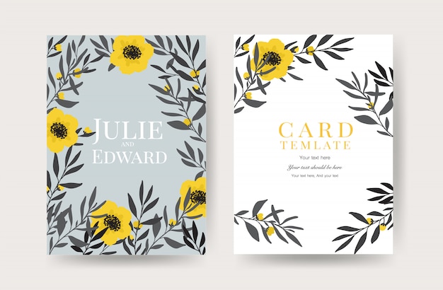 Floral Wedding Invitation Cards Template