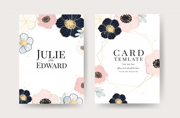 Vector floral wedding invitation cards template