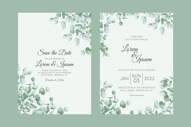 Vector floral wedding invitation cards template