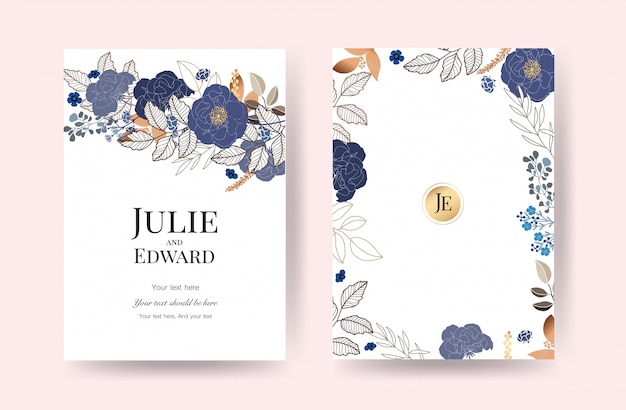 Vector floral wedding invitation cards vector