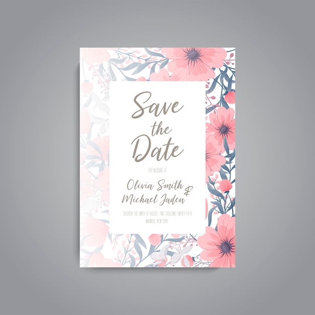 Floral wedding invitation elegant invite card