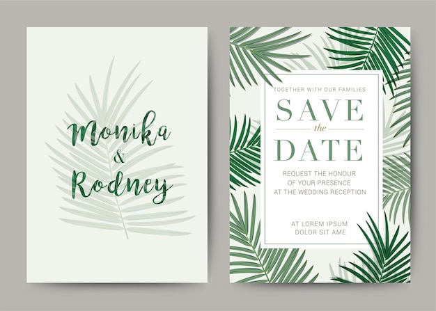 floral wedding invitation greeting cards mockup with rural herbal decorative elements leaves