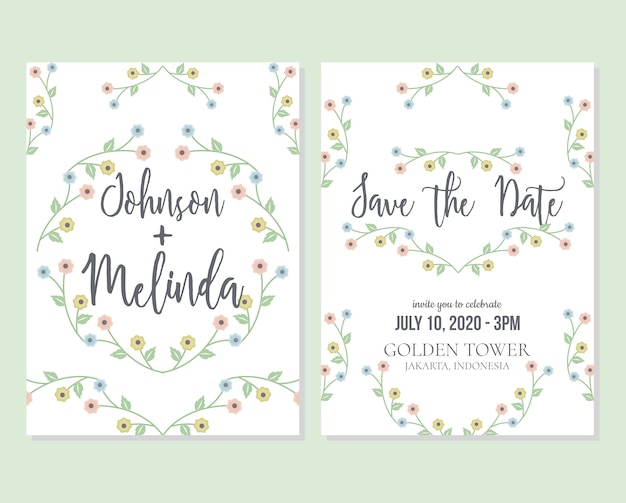 Vector floral wedding invitation and rsvp