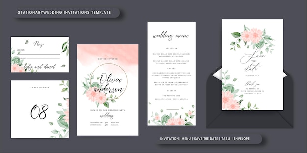 Floral wedding invitation stationary wedding invitations template