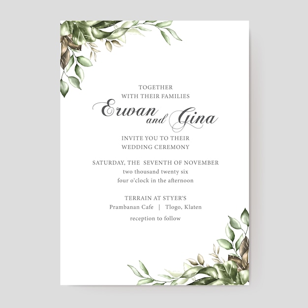 Floral wedding invitation template card design