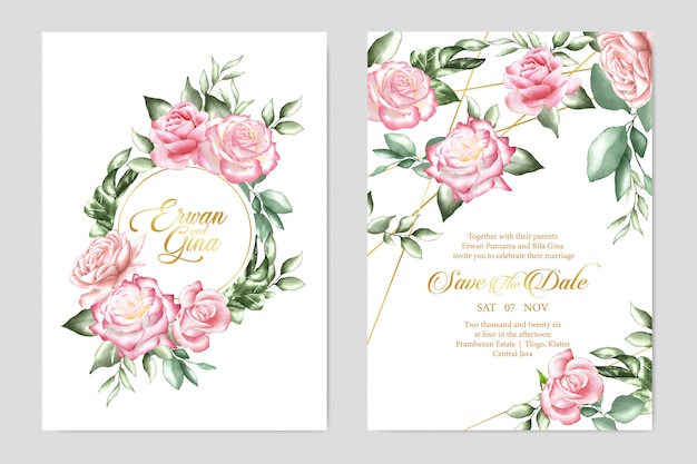 Floral wedding invitation template card design