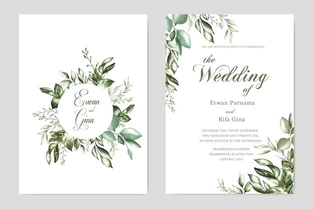 floral wedding invitation template card design