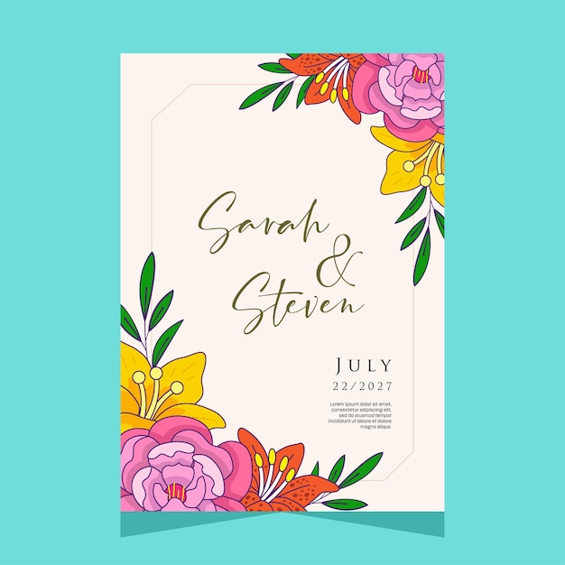 Floral wedding invitation template design
