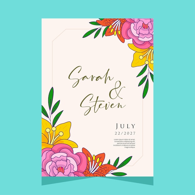 Vector floral wedding invitation template design