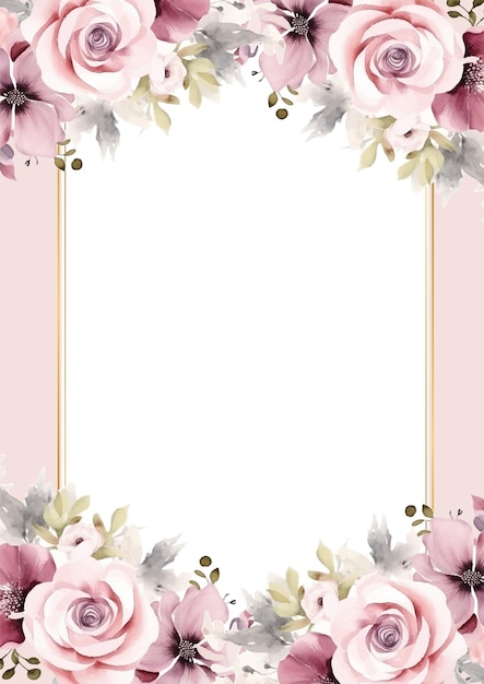 Floral wedding invitation template set with flowers and leaves decoration Botanic card design concept