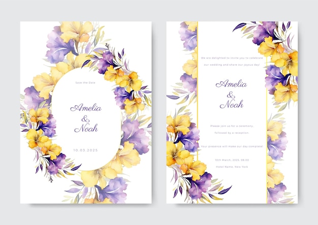 Цветочный шаблон свадебного приглашения с украшением из цветов и листьев Концепция дизайна ботанической карты