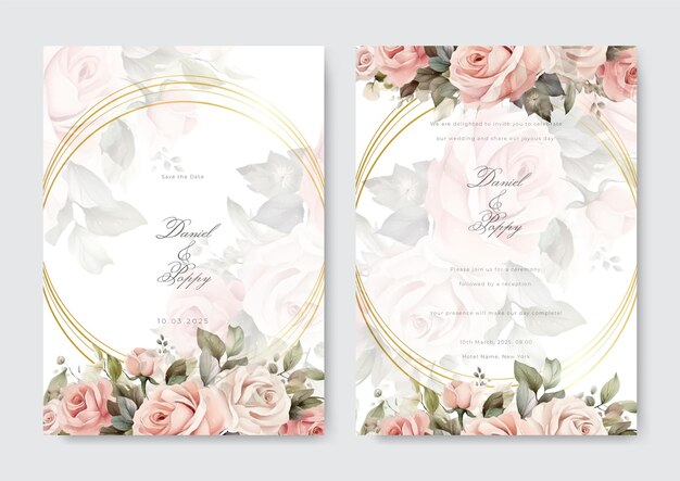 Floral wedding invitation template set