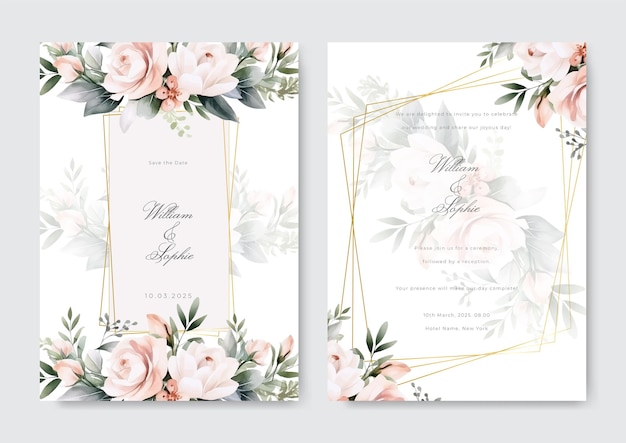 Floral wedding invitation template set