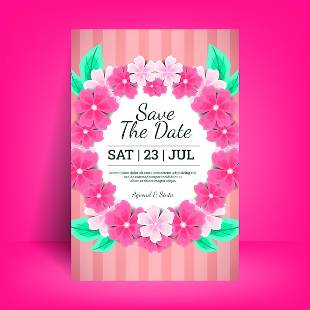Floral wedding invitation template with elegant decoration