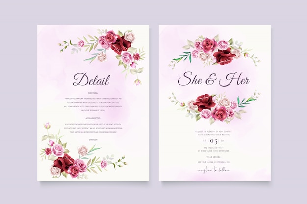 Floral wedding invitation template