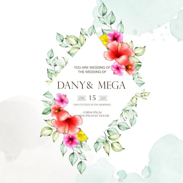 Floral wedding invitation template