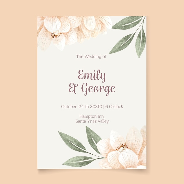 Floral wedding invitation template