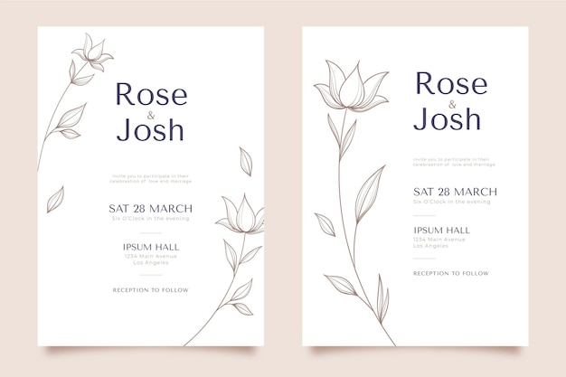 Floral wedding invitation template