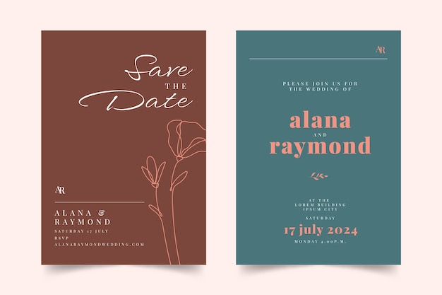 Floral wedding invitation template